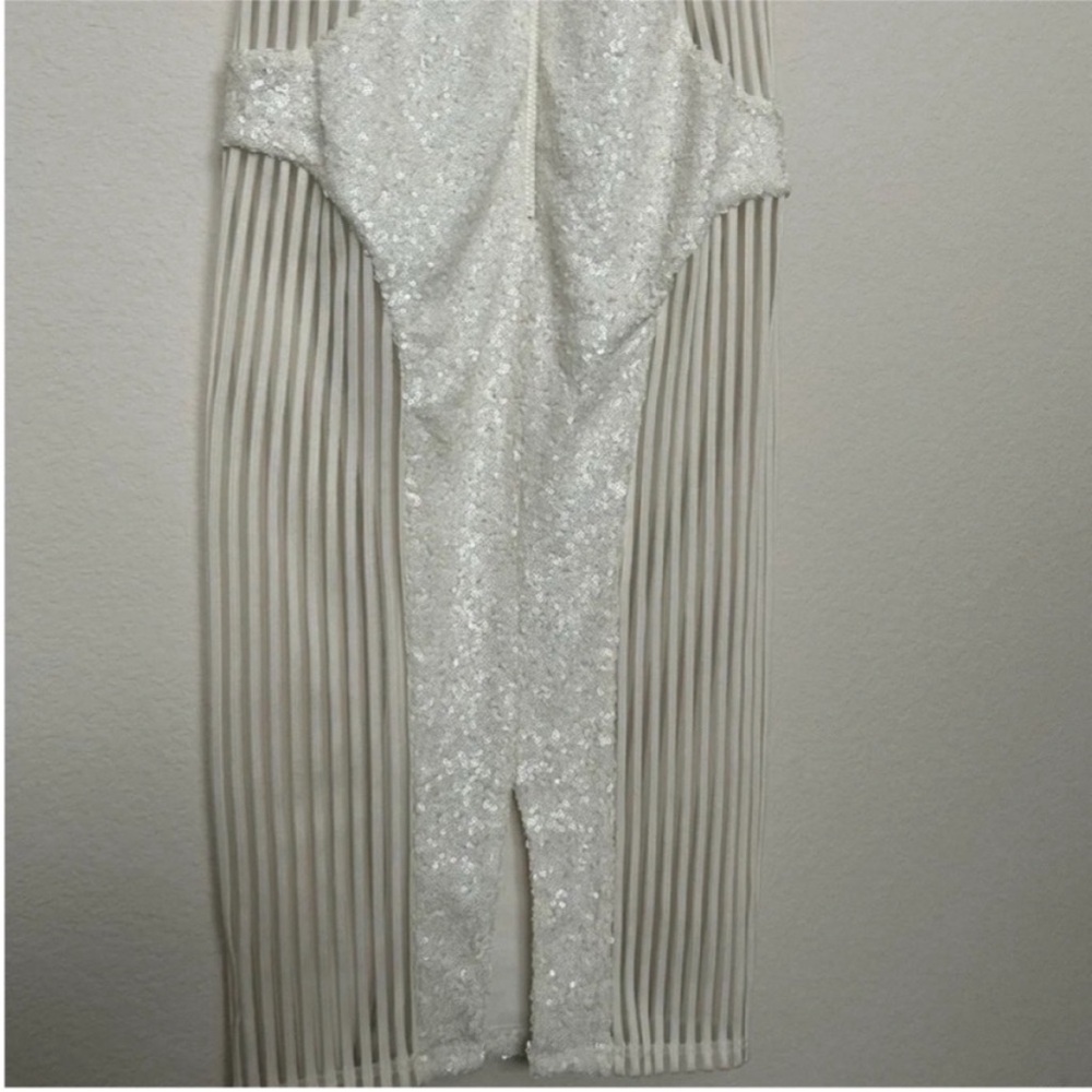 Zhivago The Boss Sheer Panel Sequin Midi Dress White - Picture 6 of 11